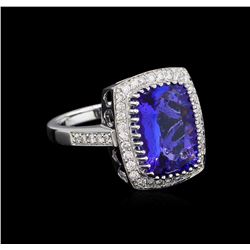 14KT White Gold 5.95 ctw Tanzanite and Diamond Ring