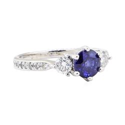 1.78 ctw Sapphire And Diamond Ring - 14KT White Gold