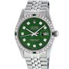 Image 2 : Rolex Mens Stainless Steel Green Diamond & Emerald 36MM Datejust Wristwatch