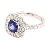 Image 1 : 1.62 ctw Sapphire and Diamond Ring - 14KT White Gold