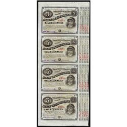 Uncut Sheet of (4) State of Louisiana Baby Bond Obsolete Notes