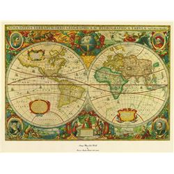 Antique Map of the World on Canvas