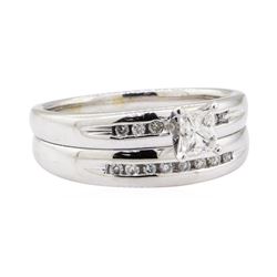 0.65 ctw Diamond Wedding Set - 14KT White Gold