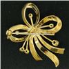 Image 4 : 18k Yellow Gold Multi Ribbon Sapphire and Pearl Elegant Pin Brooch