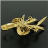 Image 5 : 18k Yellow Gold Multi Ribbon Sapphire and Pearl Elegant Pin Brooch