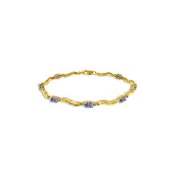 Genuine 2.01 ctw Tanzanite & Diamond Bracelet 14KT Yellow Gold - REF-89R5P