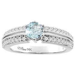 1.10 CTW Aquamarine & Diamond Ring 14K White Gold - REF-69V2R