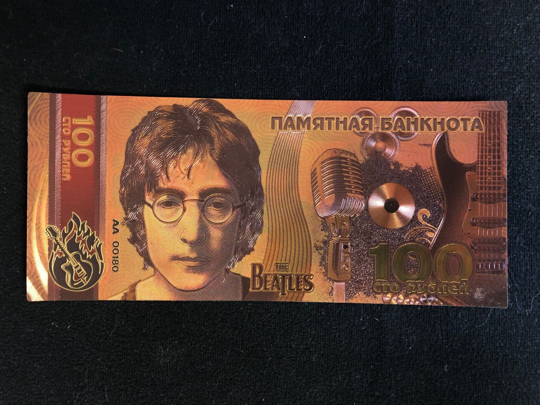 The Beatles Russia Gold Banknote 100 Rouble 24k Gold Fake Paper Money