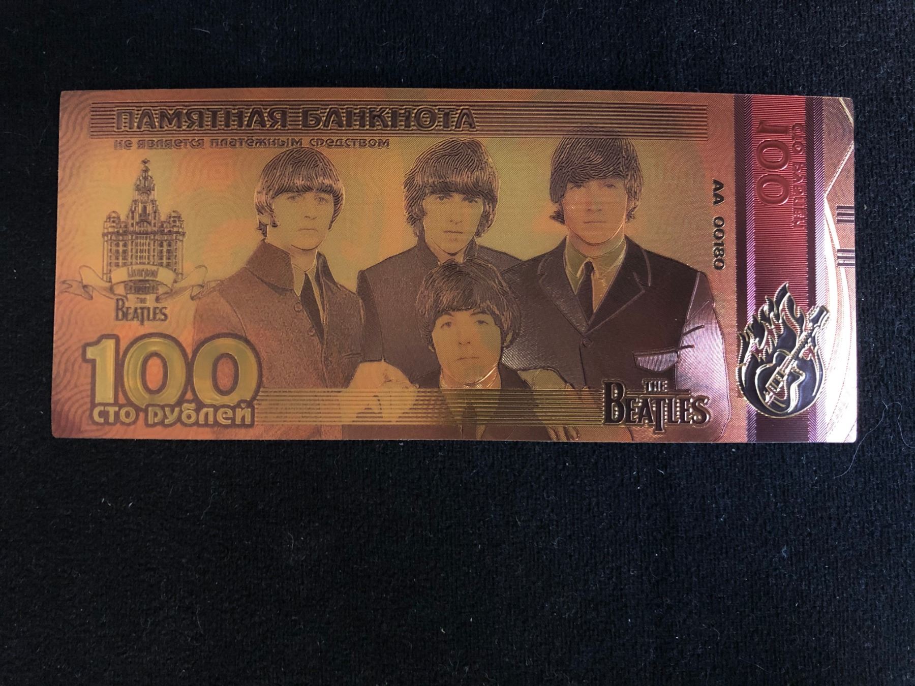 The Beatles Russia Gold Banknote 100 Rouble 24k Gold Fake Paper Money