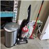 Image 1 : BISSELL VACUUM, STICK MOP, AND TOILET SFETY FRAME W/ STAINLESS GARBAGE