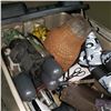 Image 2 : TOTE OF CB RADIO, WALKIE TALKIE, FLASHLIGHTS, VINTAGE THERMOS, AND PAINT BALL GEAR