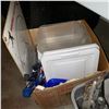 Image 1 : BOX OF STORAGE CONTAINERS AND BASBALL WHITEBOARD