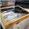 Image 2 : TRIFOLD BEVELED MIRRORED MEDICINE CABINET AND BLACK SHOP SHELF