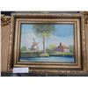 Image 1 : SIGNED OIL ON CANVAS WINDMILL SCENE IN GOLD FRAME