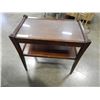 Image 2 : WALNUT GLASS TOP END TABLE
