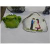 Image 2 : HAND PAITNED STONE PLAQUE WITH VINTAGE WATER CAN AND ANGEL FIGURE AND FROG COIN BANK