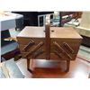 Image 2 : ANTIQUE WOOD EXTENDABLE SEWING BOX AND ANTIQUE JEWELRY BOX