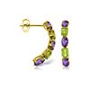 Image 1 : Genuine 2.5 ctw Amethyst & Peridot Earrings 14KT Yellow Gold - REF-37K4V