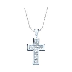 Diamond Cross Religious Pendant 1/4 Cttw 14kt White Gold
