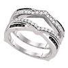 Image 1 : Round Black Color Enhanced Diamond Wrap Ring Guard Enhancer Wedding Band 1/2 Cttw 10kt White Gold