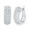 Image 1 : Diamond Crisscrossed Openwork Hoop Earrings 3/4 Cttw 10kt White Gold