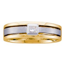 Mens Diamond Wedding Band Ring 1/6 Cttw 14kt Two-tone Gold