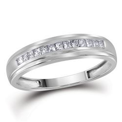 Diamond Single Row Wedding Band 1/4 Cttw 10kt White Gold