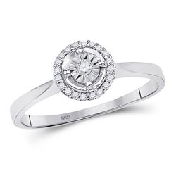 Diamond Solitaire Halo Bridal Wedding Engagement Ring 1/12 Cttw 10kt White Gold