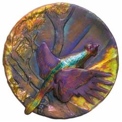 Ornamental plate with blackcock, Zsolnay, around 