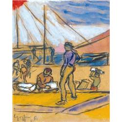 József Egry (1883-1951) - Loaders in the harbour,
