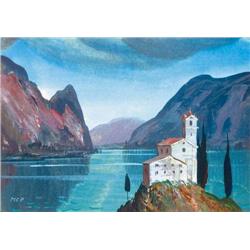 Pál Molnár C. (1894-1981) - Lake-shore with monas