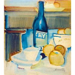 János Kmetty (1889-1975) - Still life with blue g