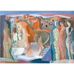 Béla Kádár (1877-1956) - Town scene