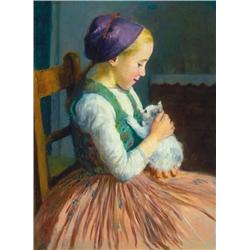 Oszkár Glatz (1872-1958) - Little girl with small