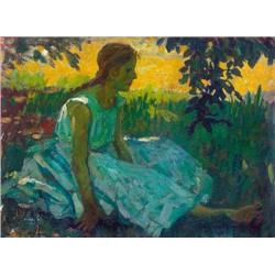 Károly Kotász (1872-1941) - Girl sitting in the g