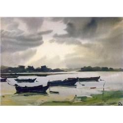 Aurél Bernáth (1895-1982) - Fishing boats on the 