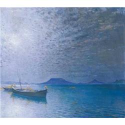 Gyula Halvax (1906-1984) - Fishers at lake Balato