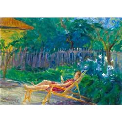 Frigyes Frank (1890-1976) - Lying in the deck-cha