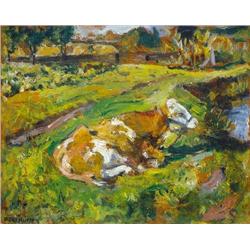 Izsák Perlmutter (1866-1932) - Young calf, 1924