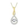 Image 1 : Diamond Solitaire Moving Twinkle Teardrop Pendant 1/4 Cttw 10kt Yellow Gold