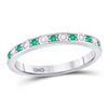 Image 1 : Round Emerald Diamond Alternating Stackable Band Ring 1/4 Cttw 10kt White Gold