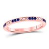 Image 1 : Round Blue Sapphire Flourished Stackable Band Ring 1/6 Cttw 10kt Rose Gold