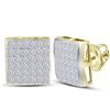 Image 1 : Diamond Square Cluster Earrings 2.00 Cttw 14kt Yellow Gold
