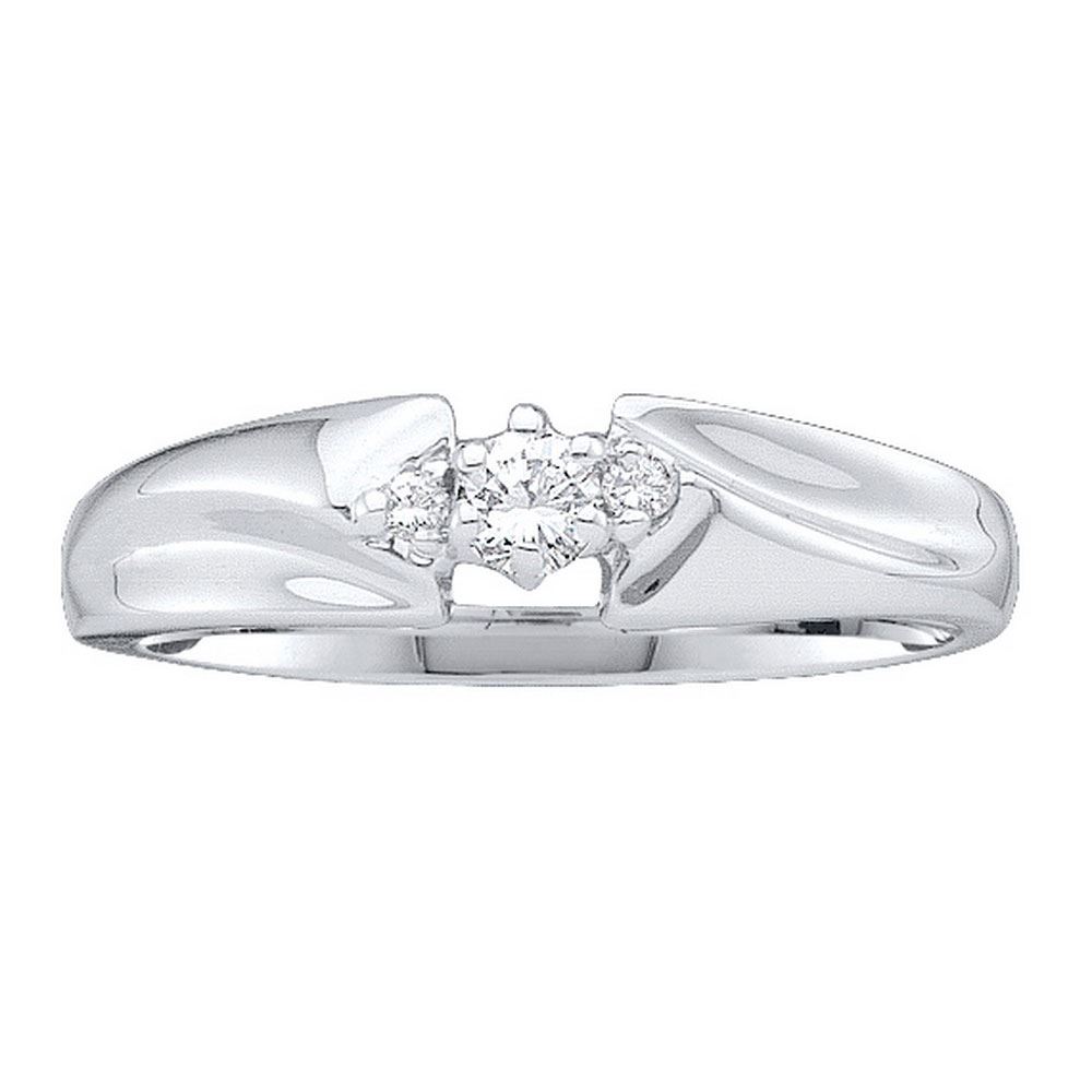 Diamond 3-stone Promise Bridal Ring 1/10 Cttw 10kt White Gold