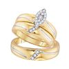Image 1 : His & Hers Diamond Cluster Matching Bridal Wedding Ring Band Set 1/4 Cttw 10kt Yellow Gold