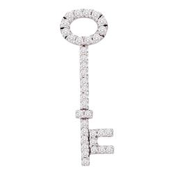 Diamond Slender Oval Key Pendant 1/2 Cttw 14kt White Gold