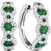 Image 1 : Round Emerald Diamond Hoop Earrings 5/8 Cttw 18kt White Gold