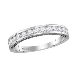 Round Channel-Set Diamond Single Row Wedding Band 1/2 Cttw 14kt White Gold