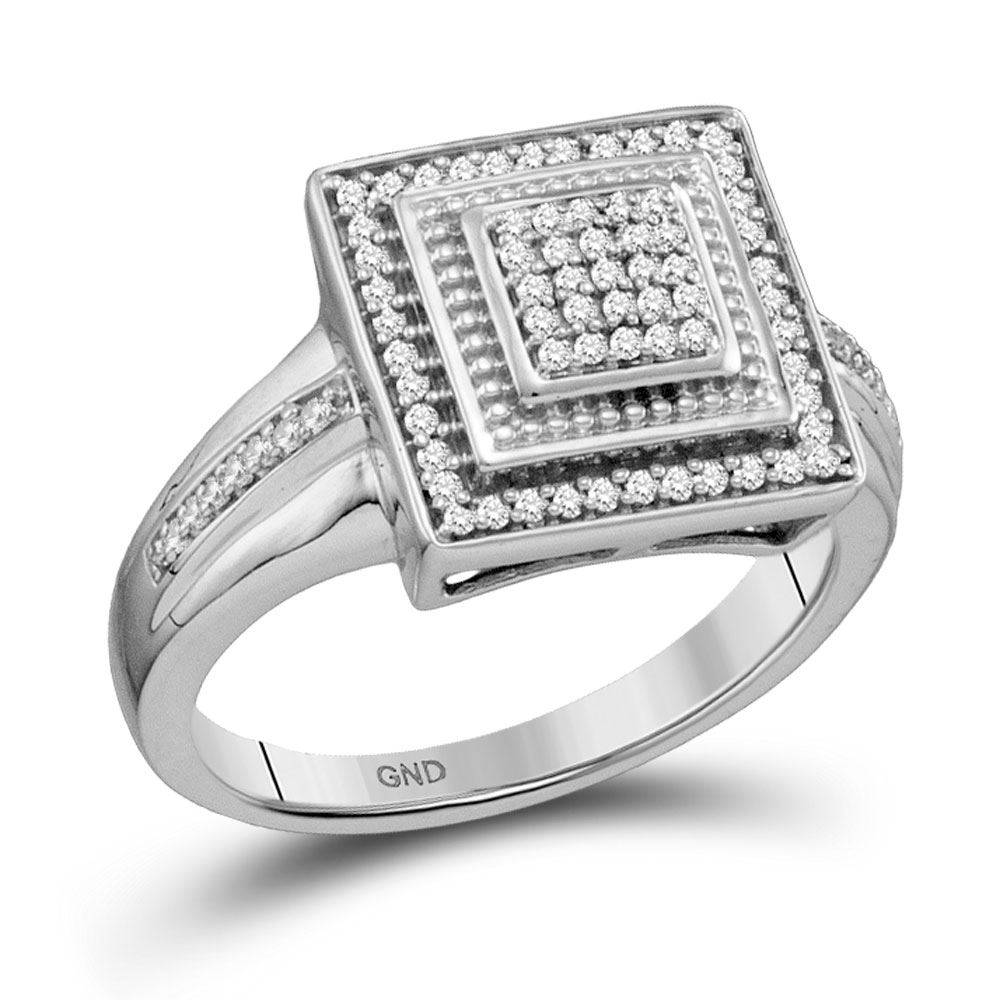 Square Cluster Frame Diamond Square Frame Cluster Ring 1/5 Cttw 10kt White Gold