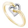 Image 1 : Diamond Solitaire Two-tone Heart Ring 1/20 Cttw 10kt Yellow Gold